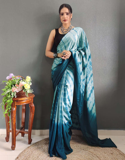 Ready to Wear Mint Grey Printed Silk Saree