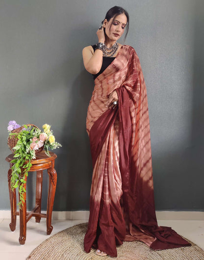 Ready to Wear Dull Peach Printed Silk Saree