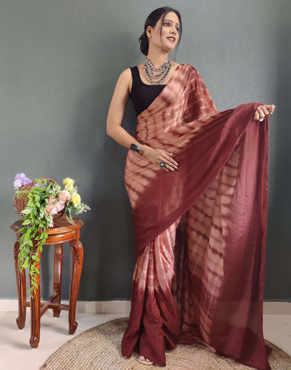 Ready to Wear Dull Peach Printed Silk Saree