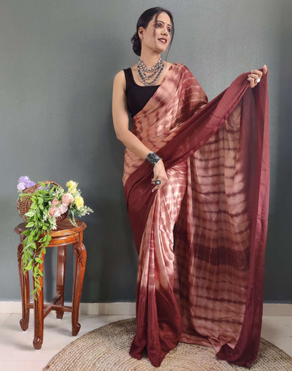 Ready to Wear Dull Peach Printed Silk Saree
