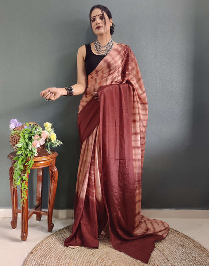 Ready to Wear Dull Peach Printed Silk Saree