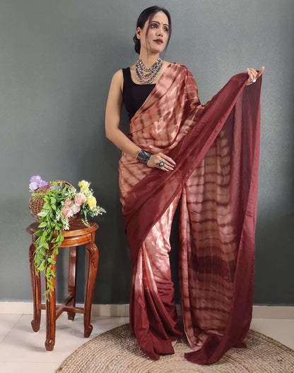 Ready to Wear Dull Peach Printed Silk Saree