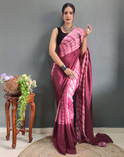 Ready to Wear Light Maroon & pink Printed Silk Saree