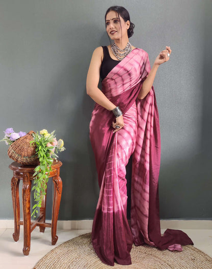 Ready to Wear Light Maroon & pink Printed Silk Saree