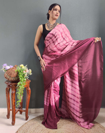 Ready to Wear Light Maroon & pink Printed Silk Saree