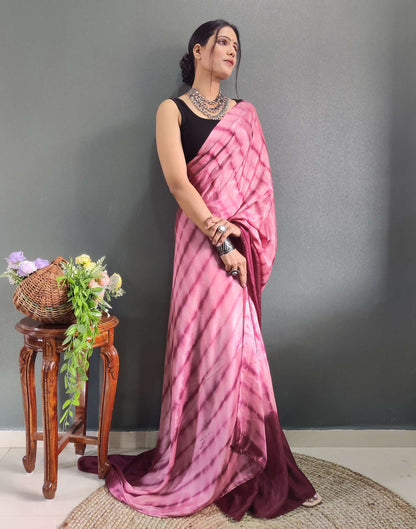 Ready to Wear Light Maroon & pink Printed Silk Saree