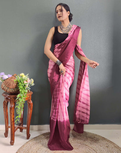 Ready to Wear Light Maroon & pink Printed Silk Saree