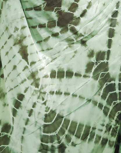 Ready to Wear Dull Green Printed Silk Saree