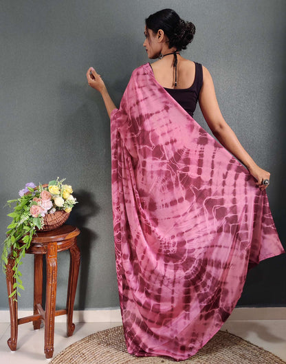 Ready to Wear Light Maroon& Pink Printed Silk Saree