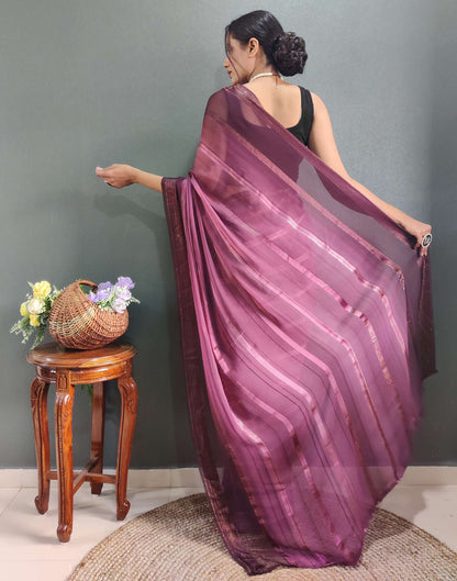 Ready to Wear Purple Weaving Georgette Saree