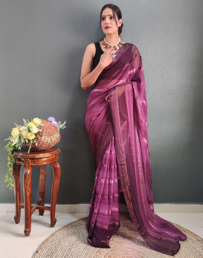 Ready to Wear Purple Weaving Georgette Saree