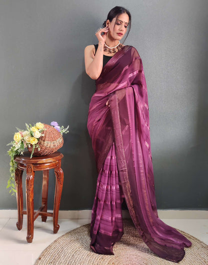 Ready to Wear Purple Weaving Georgette Saree