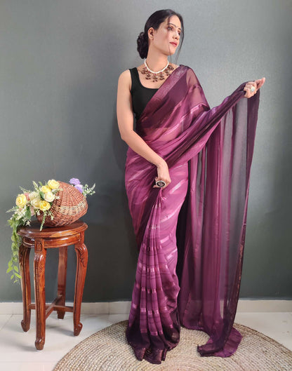 Ready to Wear Purple Weaving Georgette Saree