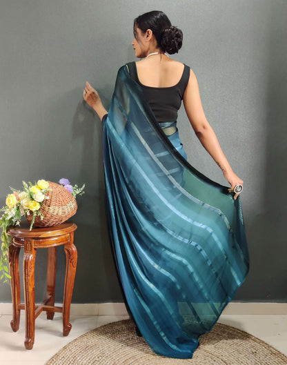 Ready to Wear Teal Blue Weaving Georgette Saree