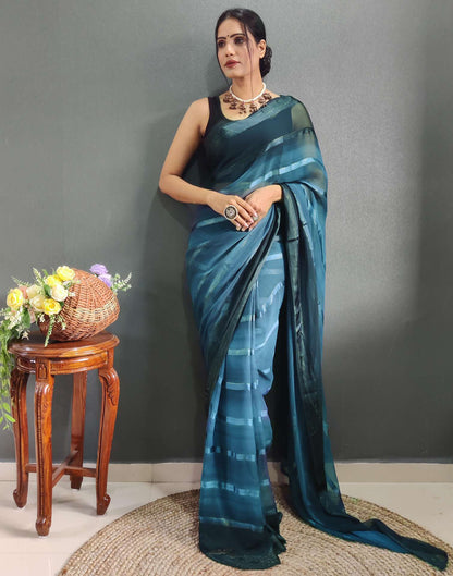 Ready to Wear Teal Blue Weaving Georgette Saree