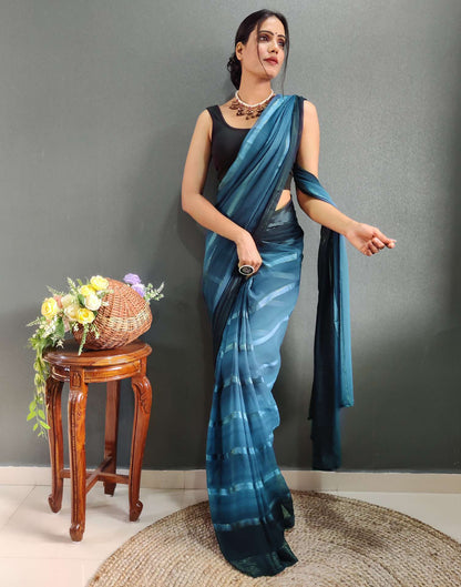 Ready to Wear Teal Blue Weaving Georgette Saree