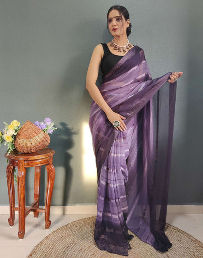 Ready to Wear Dusty Lavender & Wien Weaving Georgette Saree
