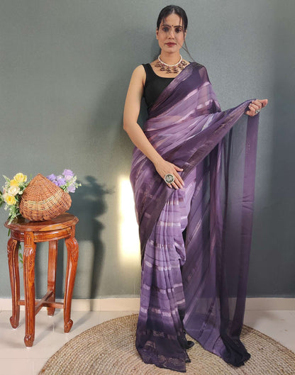 Ready to Wear Dusty Lavender & Wien Weaving Georgette Saree