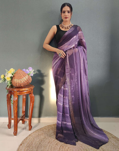 Ready to Wear Dusty Lavender & Wien Weaving Georgette Saree
