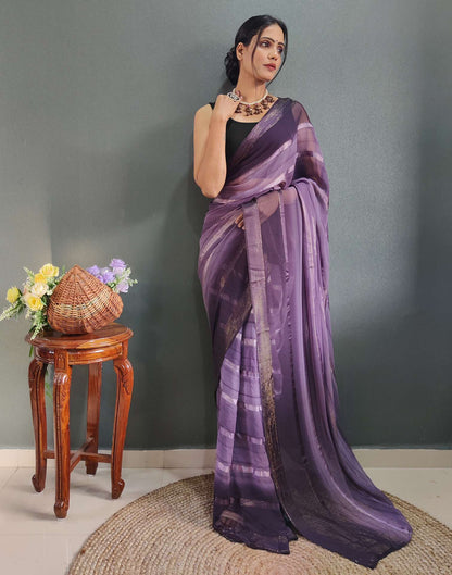Ready to Wear Dusty Lavender & Wien Weaving Georgette Saree
