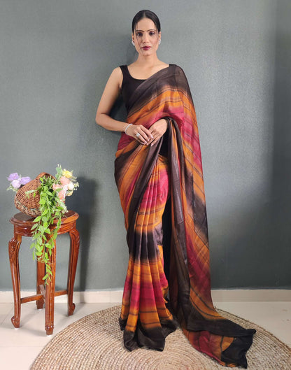 Ready to Wear Multicoloured Printed Georgette Saree