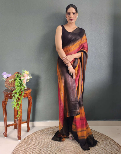 Ready to Wear Multicoloured Printed Georgette Saree