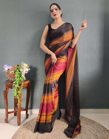 Ready to Wear Multicoloured Printed Georgette Saree