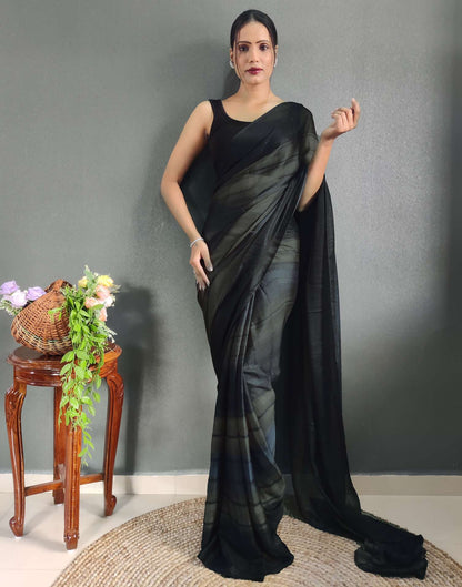 Ready to Wear Black Printed Georgette Saree