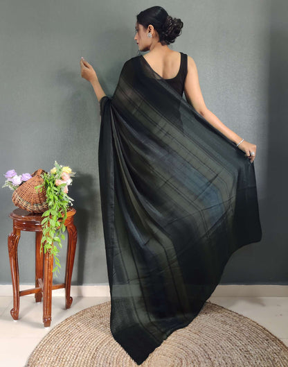 Ready to Wear Black Printed Georgette Saree