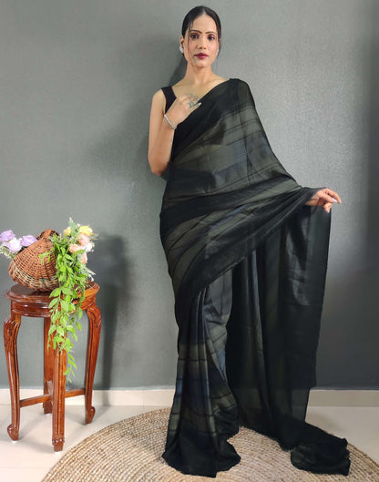 Ready to Wear Black Printed Georgette Saree