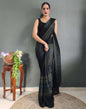 Ready to Wear Black Printed Georgette Saree