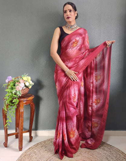 Ready to Wear PinkPrinted Georgette Saree
