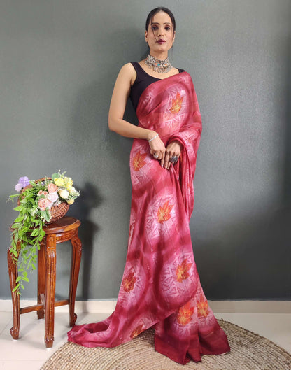 Ready to Wear PinkPrinted Georgette Saree
