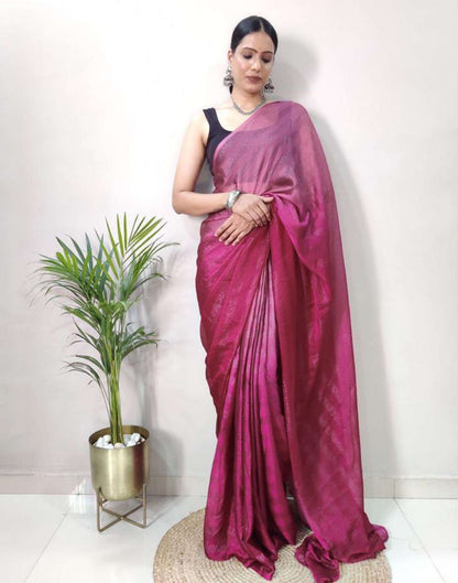 Ready to Wear Onion Pink Plain Georgette Saree