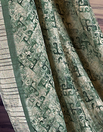 Green Printed Silk Saree