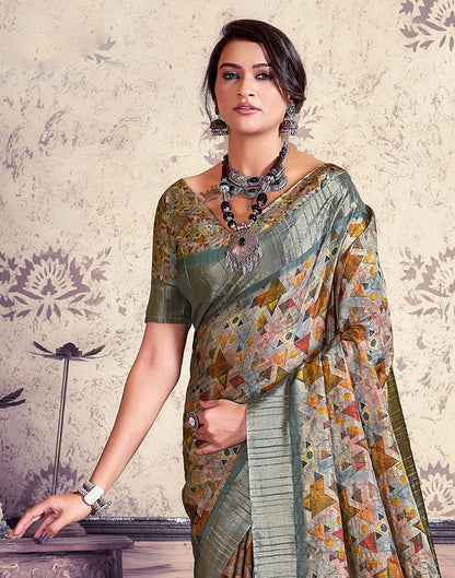 Multicoloured Printed Silk Saree