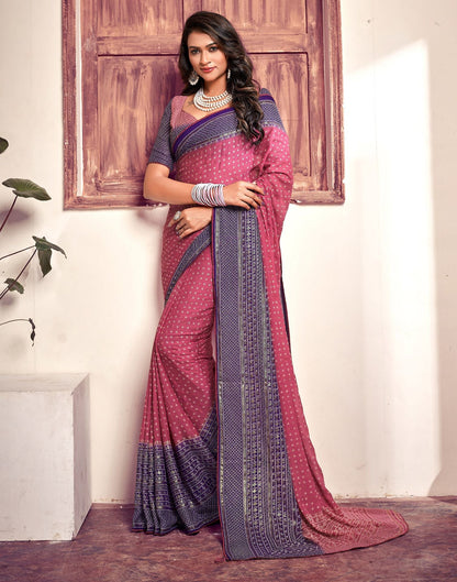 Dull Magenta Printed  Saree