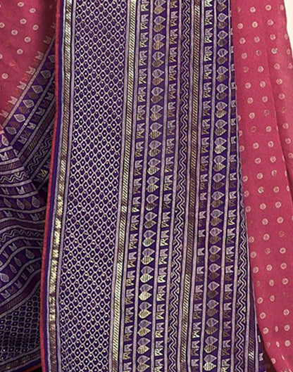 Dull Magenta Printed  Saree