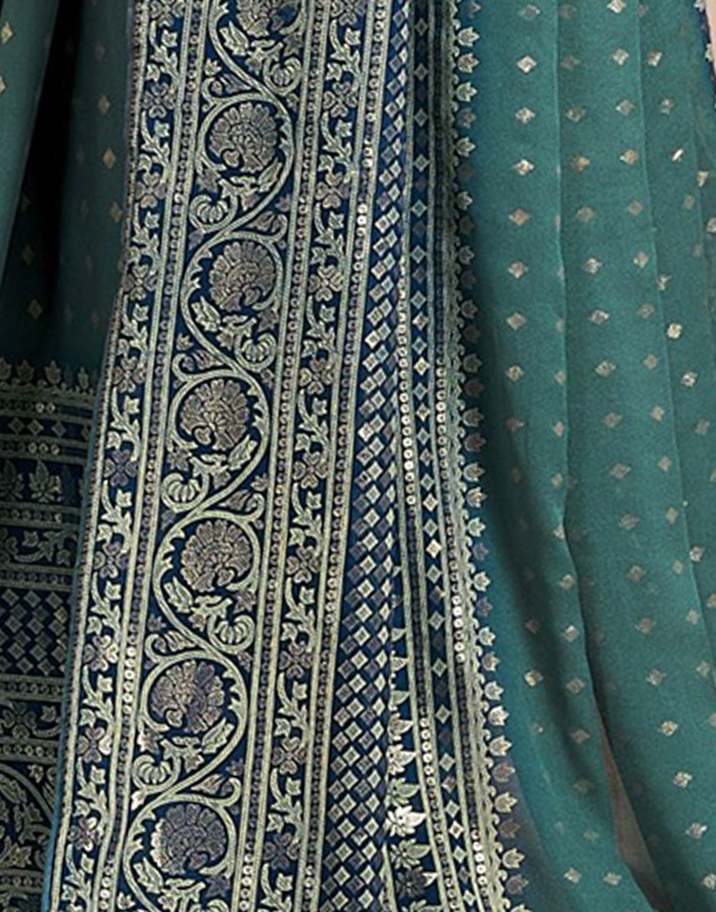 Dull Green Printed  Saree