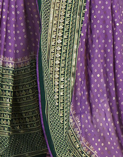 Dull Lavender & Green Printed  Saree