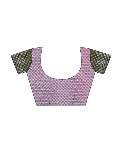 Dull Lavender & Green Printed  Saree