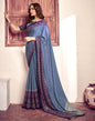 Dull Blue Printed  Saree