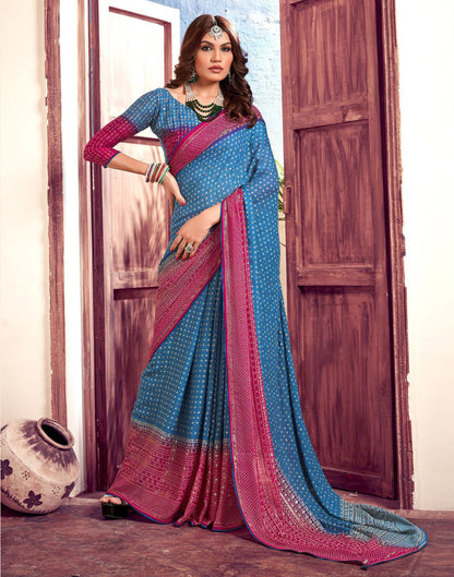 Light Blue Printed  Saree