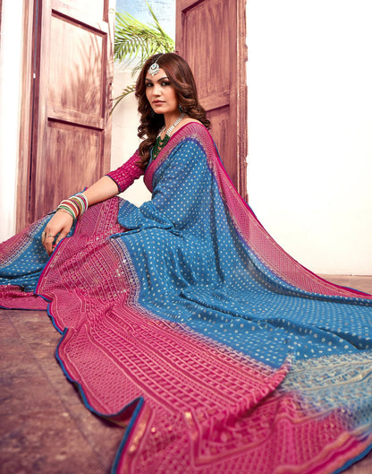 Light Blue Printed  Saree