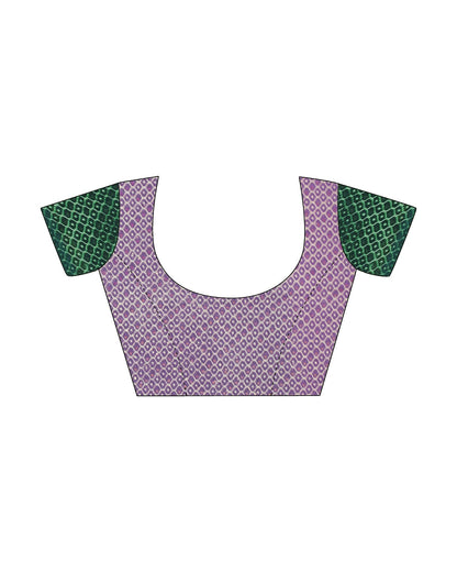 Dull Lavender & Green Printed  Saree