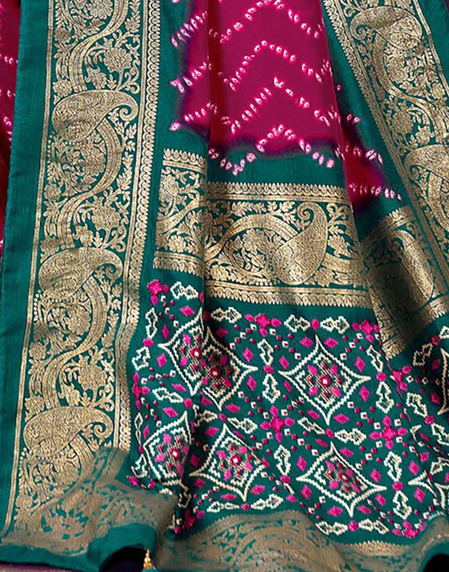 Pink Printed Silk Saree