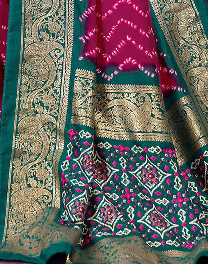 Pink Printed Silk Saree
