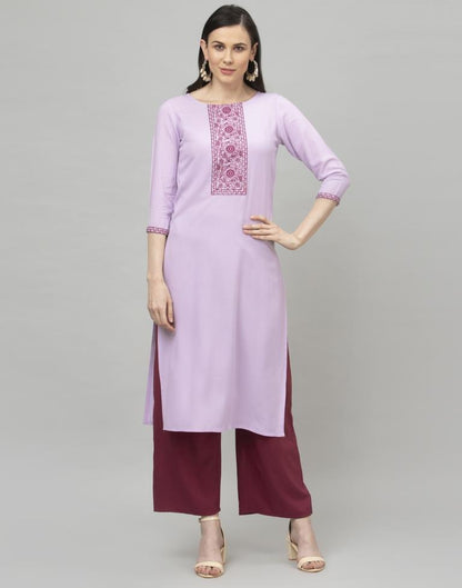 Lavender Printed Kurta Palazzo Set | Leemboodi