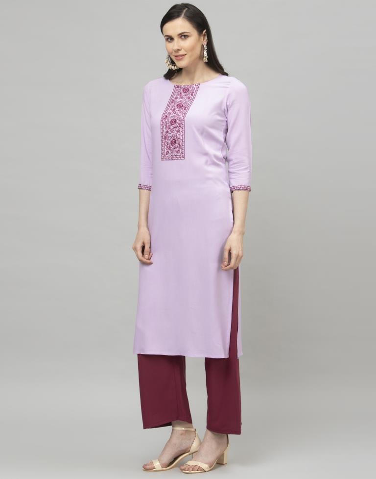 Lavender Printed Kurta Palazzo Set | Leemboodi