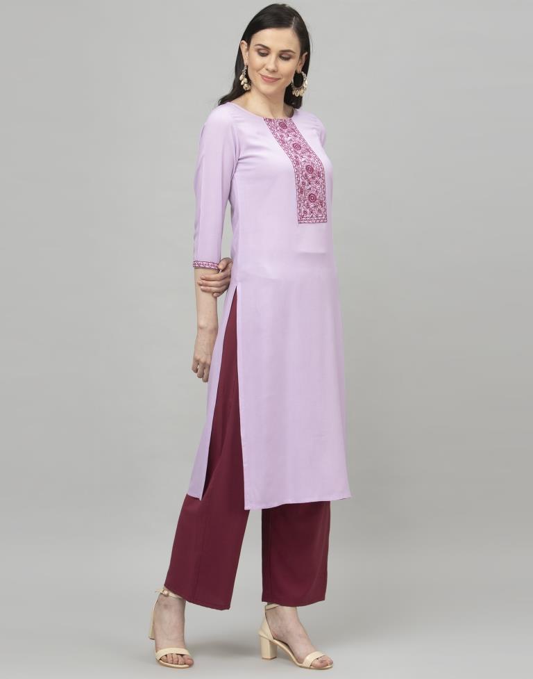 Lavender Printed Kurta Palazzo Set | Leemboodi